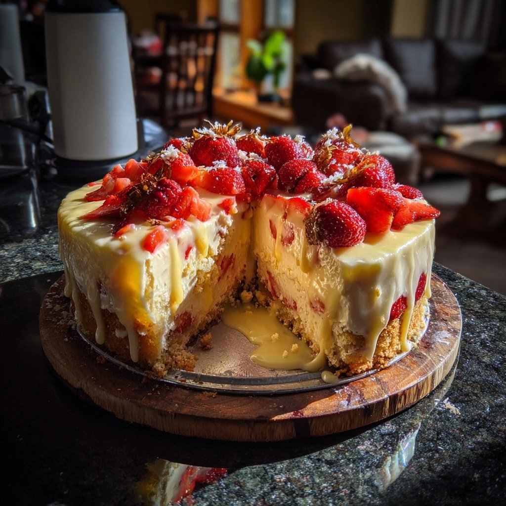 Saftiger Erdbeerkuchen Mit Vanillepudding